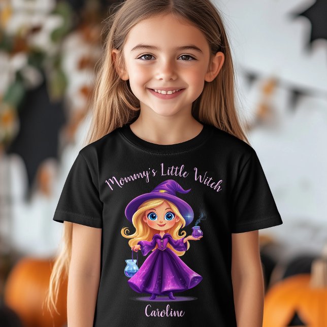 Mommy's Little Witch Halloween Girl Name Tri-Blend Shirt (Mommy's Little Witch Halloween Girl Name T-Shirt)