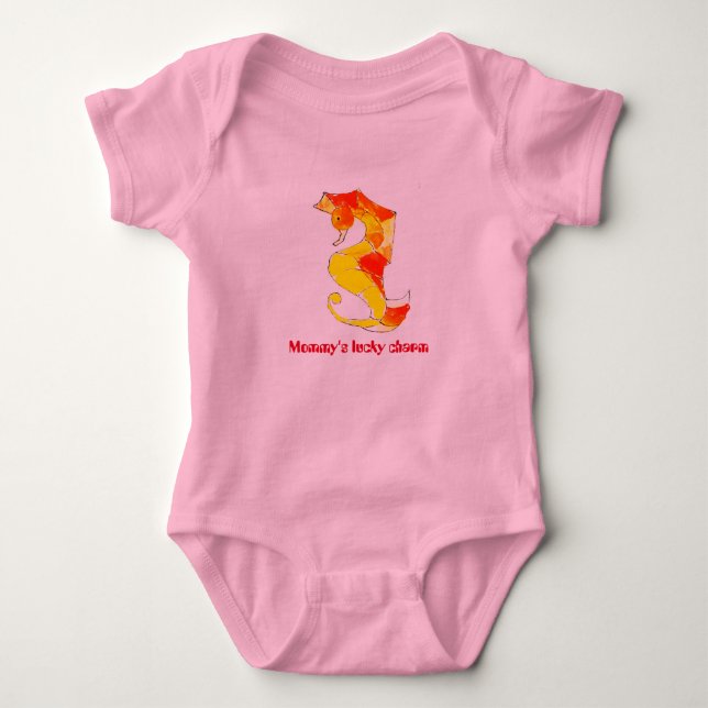 Mommy's Lucky Charm - seahorse baby bodysuit (Front)