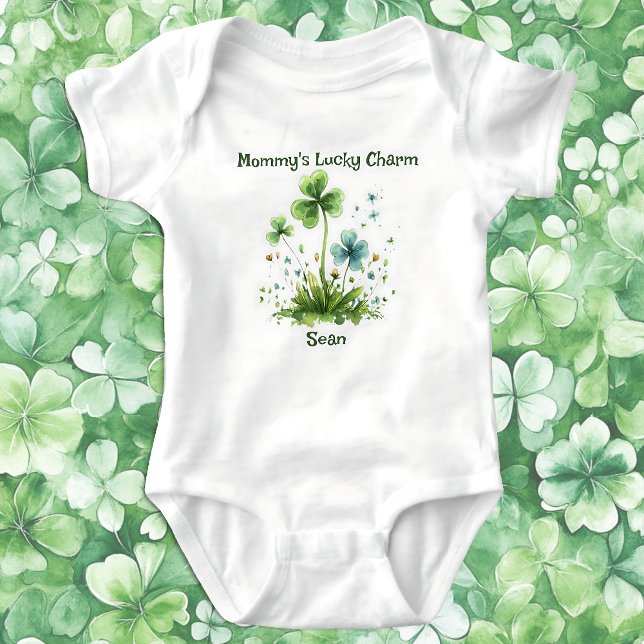 Mommy's Lucky Charm Shamrock St. Patricks Day Baby Bodysuit (Creator Uploaded)