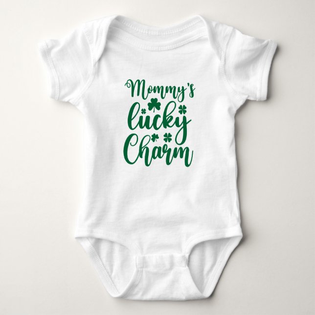 Mommy's Lucky Charm St Patrick's Day Baby Bodysuit (Front)