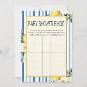 Mommy's Main Squeeze Lemon Blue Baby Shower Bingo Invitation