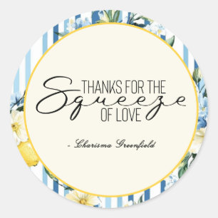 Mommy's Main Squeeze Lemon Blue Boy Baby Shower Classic Round Sticker