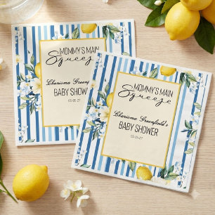  Mommy's Main Squeeze Lemon Blue Boy Baby Shower Napkins
