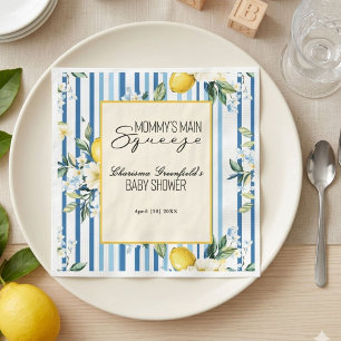 Mommy's Main Squeeze Lemon Blue Boy Baby Shower  Napkins