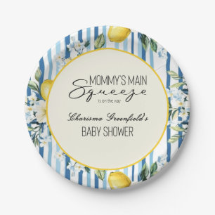  Mommy's Main Squeeze Lemon Blue Boy Baby Shower Paper Plates