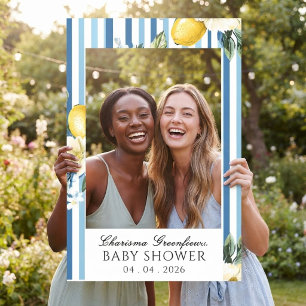 Mommy's Main Squeeze Lemon Blue Boy Baby Shower Selfie Frame