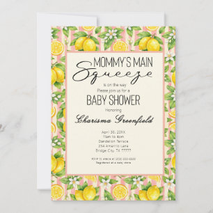 Mommy's Main Squeeze Lemon Pink Girl Baby Shower Invitation