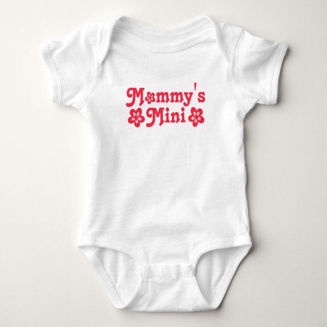 "Mommy's Mini" Simple Cute Flower Red And White Ba Baby Bodysuit (Front)