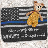 Daddy s on the Night Watch Thin Blue Line Police Baby Blanket Zazzle