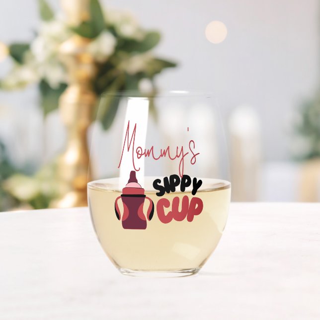 Mommy's Sippy Cup Funny Stemless Wine Glass  (Insitu (Wedding))