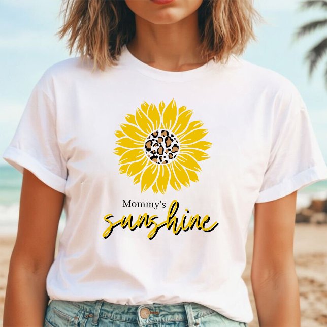 Mommy's Sunshine | Yellow Sunflower Leopard Print T-Shirt (Creator Uploaded)