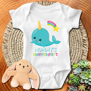 Mommy's Sweetheart Kawaii Narwhal  Baby Bodysuit