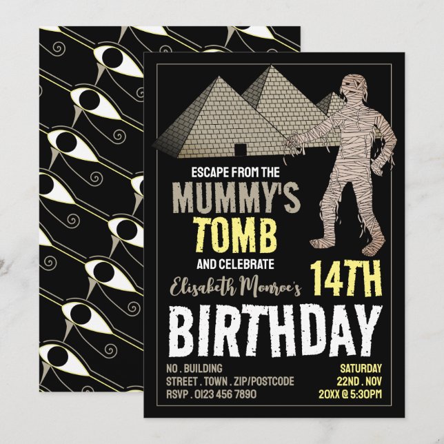 Mommy's Tomb Theme, Escape Room Birthday Party Invitation (Front/Back)