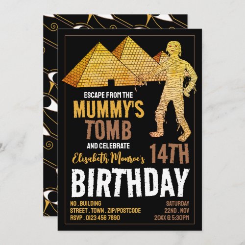 Mommys Tomb Theme Escape Room Birthday Party Invitation