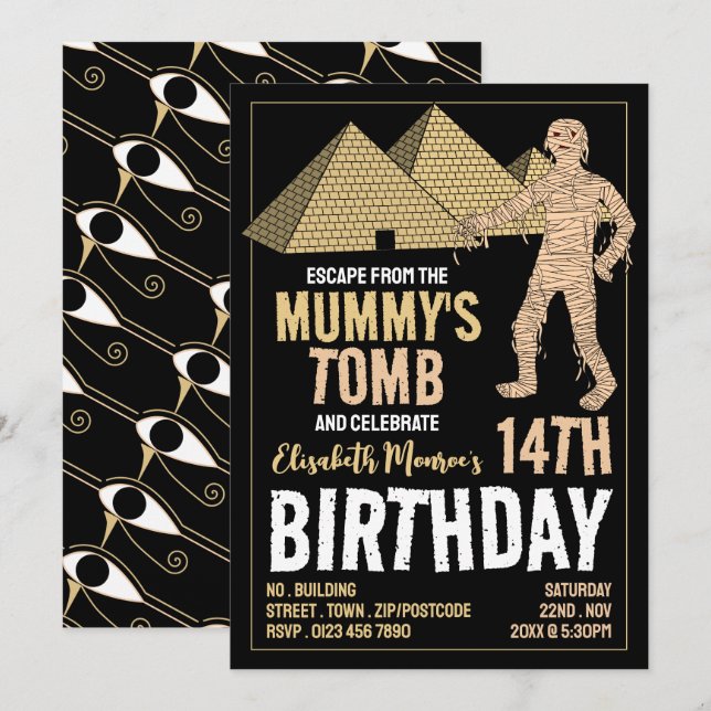 Mommy's Tomb Theme, Escape Room Birthday Party Invitation (Front/Back)