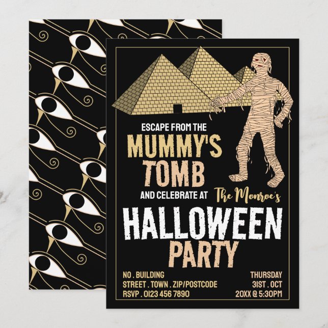 Mommy's Tomb Theme, Escape Room Halloween Party Invitation (Front/Back)