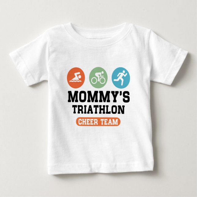 Mommy's Triathlon Cheer Team Baby T-Shirt (Front)
