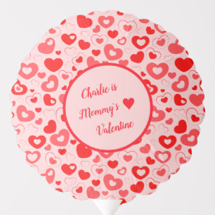 Mommy's Valentine Personalized Pink & Red Hearts Balloon