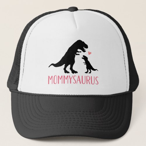 Mommysaurus mom and baby dinosaur trucker hat