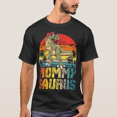 Mommysaurus T Rex Dinosaur Mommy Saurus Family Mat T_Shirt
