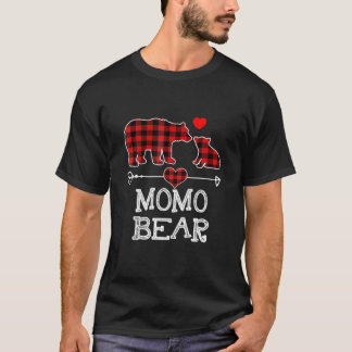 Momo Bear Christmas Pajama Red Plaid Buffalo Famil T-Shirt