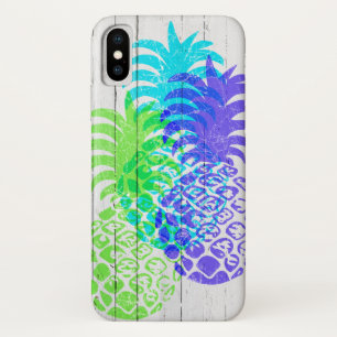 Momona Distressed Hawaiian Pineapple Faux Wood iPhone X Case