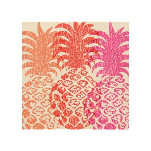 Momona Distressed Pineapple Hawaiian Tropical Wood Wall Decor