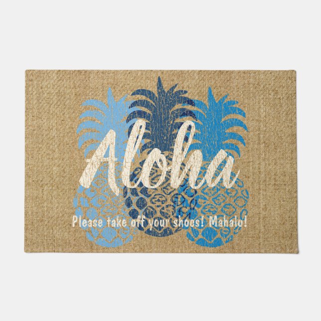 Momona Hawaiian Tropical Pineapple Aloha Doormat (Front)