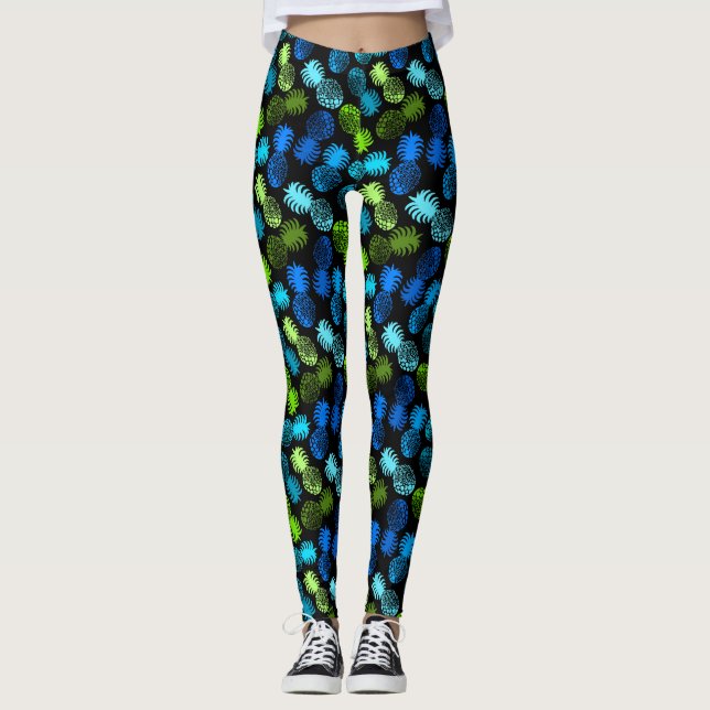 Momona Hawaiian Tropical Pineapple Leggings (Front)
