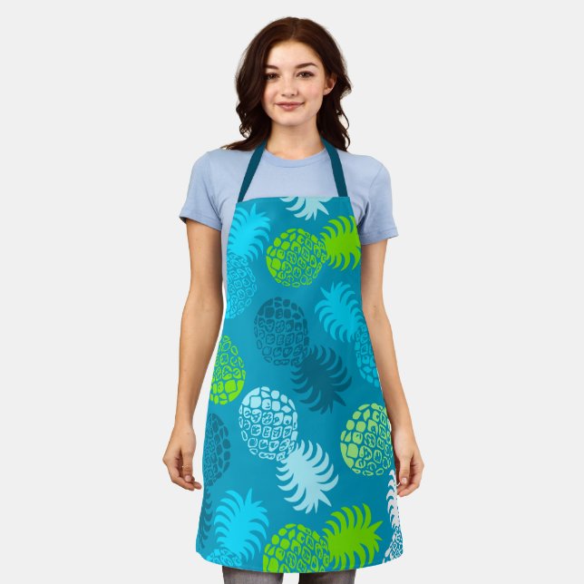 Momona Hawaiian Tropical Pineapple - Turq Apron (Worn)