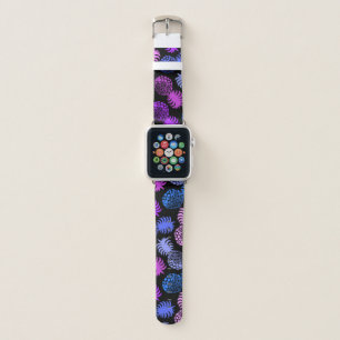 Momona Hawaiian Tropical Pineapple - Violet- Black Apple Watch Band
