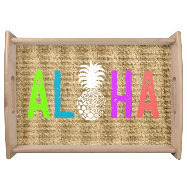 Momona Pineapple Aloha Hawaiian Tropical Multi  Serving Tray (Front)