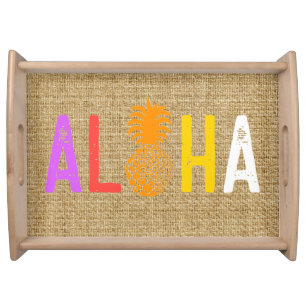 Momona Pineapple Aloha Hawaiian Tropical Warm Serving Tray