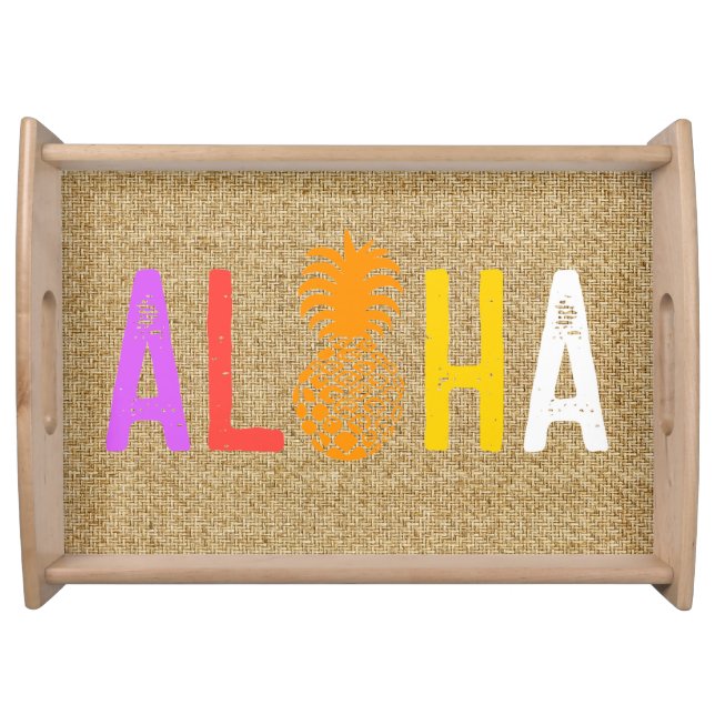 Momona Pineapple Aloha Hawaiian Tropical Warm Serving Tray (Front)