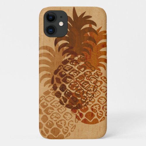 Momona Pineapple Hawaiian Tropical Faux Wood iPhone 11 Case
