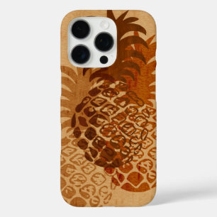 Momona Pineapple Hawaiian Tropical Faux Wood iPhone 16 Pro Case