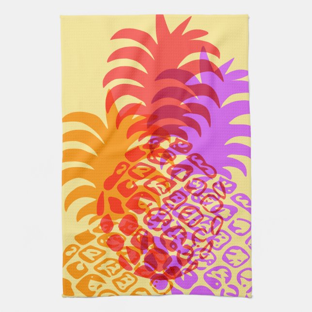 Momona Pineapple Hawaiian Tropical Kitchen Towel (Vertical)