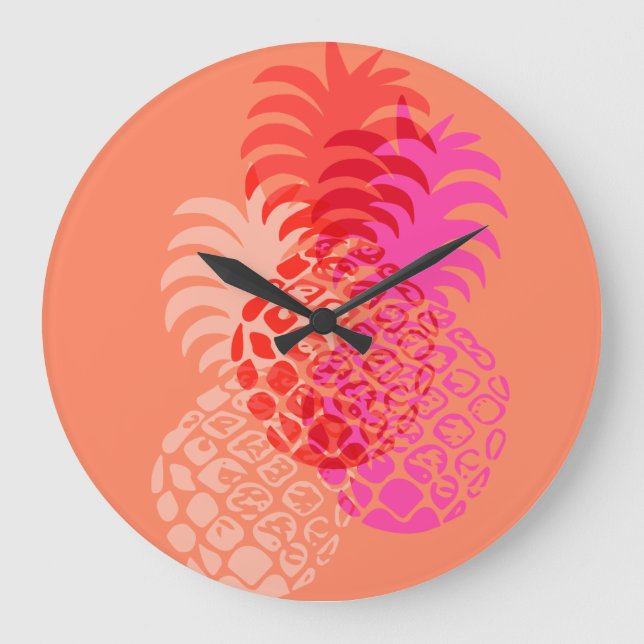 Momona Pineapple Hawaiian Tropical Large Clock (Front)