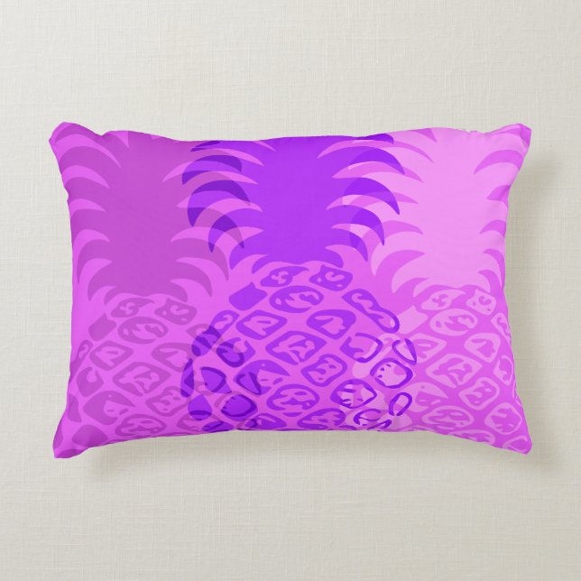 Momona Pineapple Hawaiian Tropical Reversible Accent Pillow (Front)
