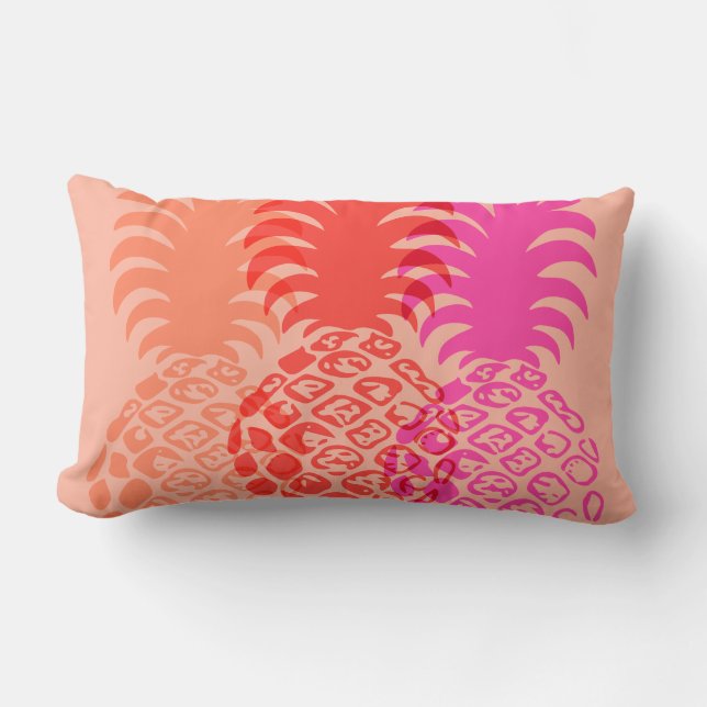 Momona Pineapple Hawaiian Tropical Reversible Lumbar Pillow (Front)