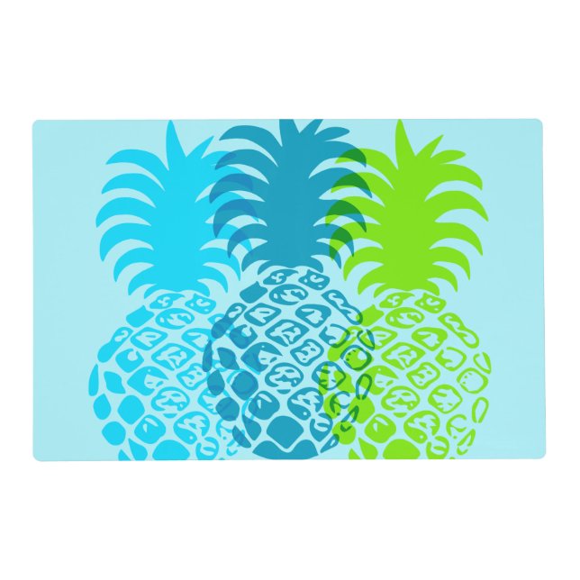 Momona Pineapple Hawaiian Tropical Reversible Placemat (Front)