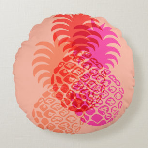 Momona Pineapple Hawaiian Tropical Reversible Round Pillow