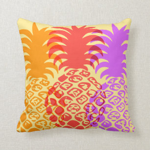 Momona Pineapple Hawaiian Tropical Reversible Throw Pillow
