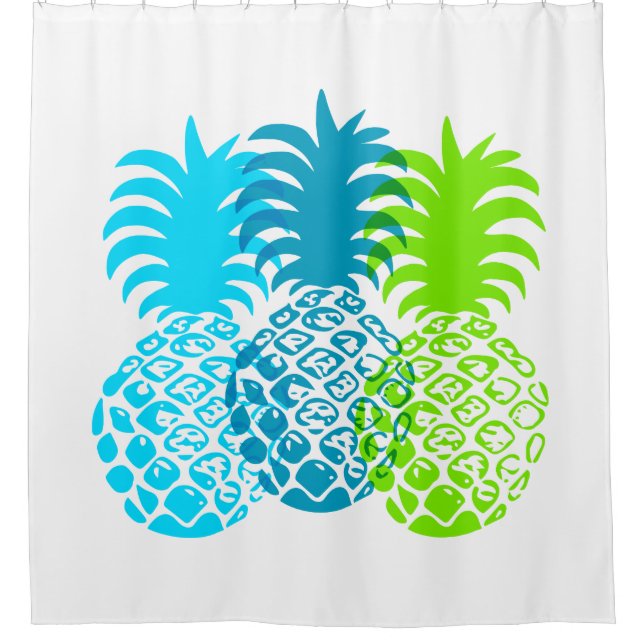 Momona Pineapple Hawaiian Tropical Shower Curtain (Front)
