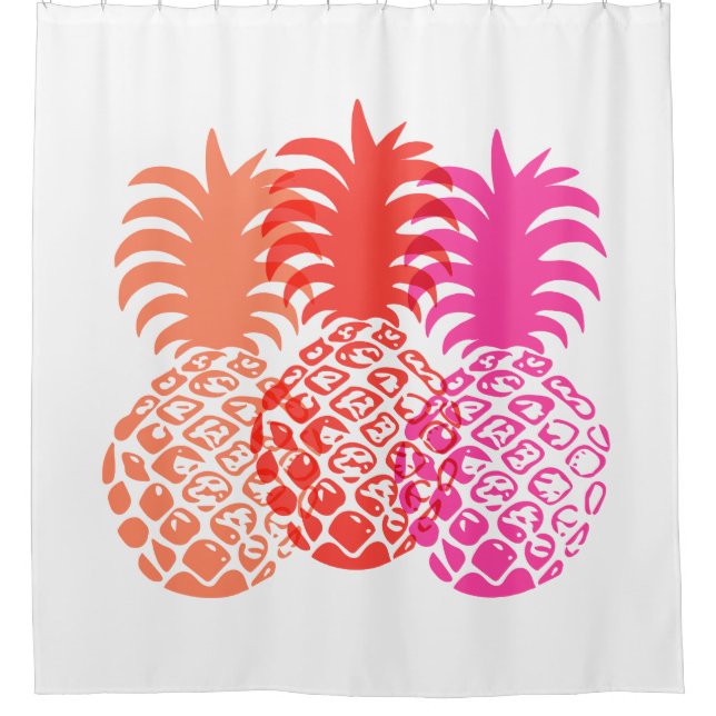 Momona Pineapple Hawaiian Tropical Shower Curtain (Front)