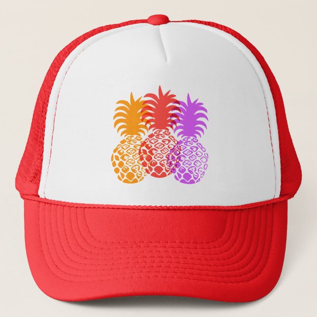 Momona Pineapple Hawaiian Tropical Trucker Hat (Front)