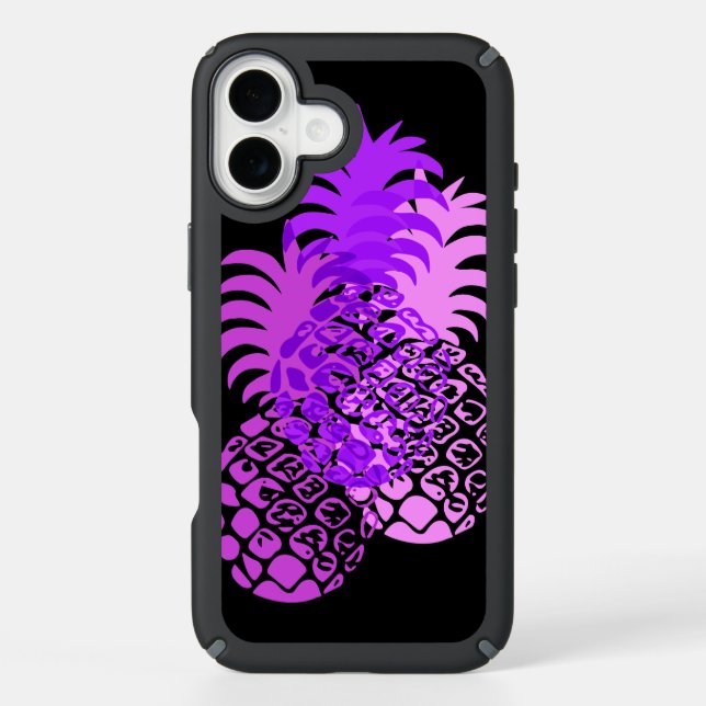 Momona Pineapple Hawaiian Tropical -Violet Speck iPhone Case (Front)