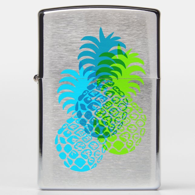 Momona Pineapple Hawaiian Tropical Zippo Lighter (Front)