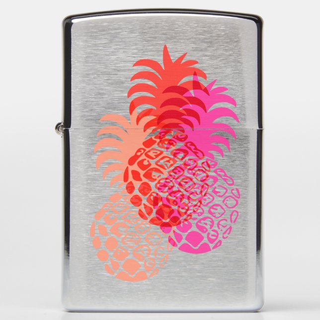 Momona Pineapple Hawaiian Tropical Zippo Lighter (Front)