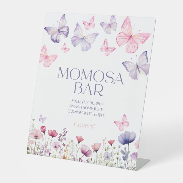 Momosa Bar Baby Shower Sign Butterfly Floral (Front)